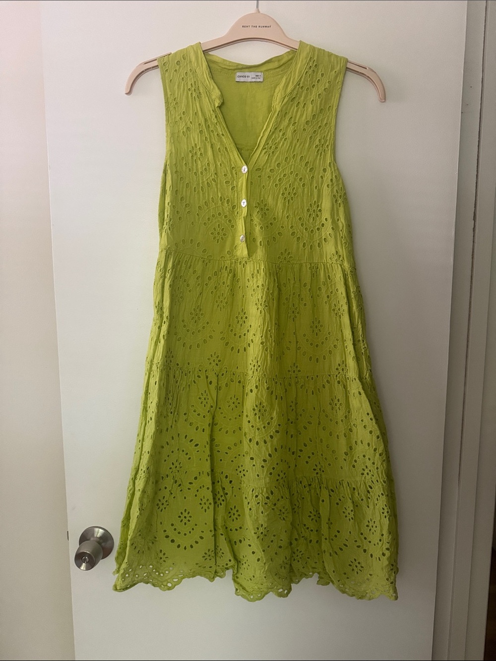Sleeveless Eyelet Midi Dress in Lime Green